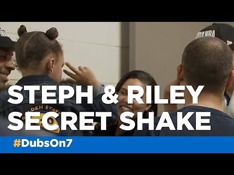 Steph and Riley Curry share secret handshake