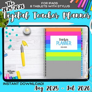 2025-2026 Digital Teacher Planner for Goodnotes, Notability, Xodo, Noteshelf