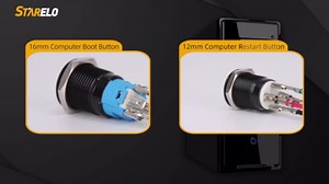 STARELO 12mm Computer case DIY Restart Instant Button Installation and Replacement, Metal self-resetting Button Switch, Blue LED Light, 12mm 1/2" Mounting Hole with Heat shrinkable Tube. (12mm, Blue)