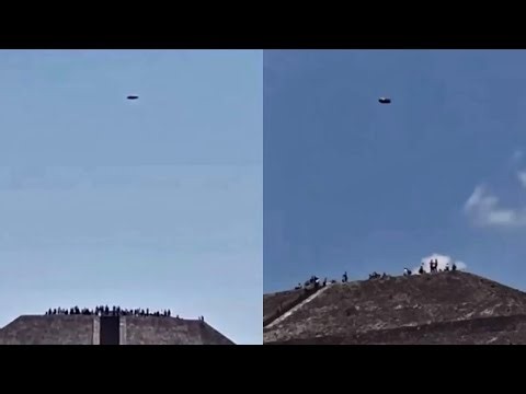 Alien craft over Pyramid of the Sun filmed from two different angles and sources