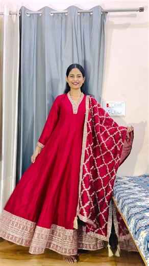 beautiful Anarkali suit 😍|karwachauth special Red anarkali suit #meeshohaul #anarkalisuit