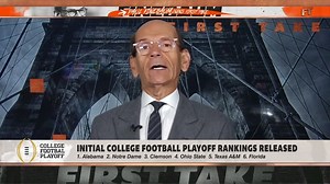 Paul Finebaum and Ryan Clark disagree with Max Kellerman's argument that Clemson Football was slotted too low in the first College Football Playoff rankings. | ESPN First Take