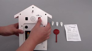 Plastic Cuckoo Wall Clock with Pendulum Bird, Tweeting Sound, Battery Operated, White Minimalist Cuckoo Clock for Home Living Room