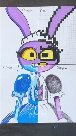 Drawing Maid Jax in 4 different styles #theamazingdigitalcircus #maidjax #jax #tadc #shorts