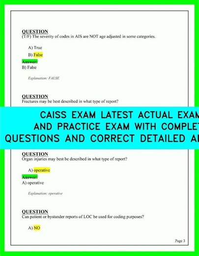 CAISS EXAM Latest Actual & Practice Exam with Complete Questions and Detailed Correct Answers 2026