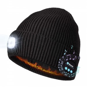 CENSGO Warm Fleece Lined Bluetooth LED Beanie, Mens Stocking Cap with Light and Speaker Mic Cordless Headphones, Christmas Hat Stuffers for Men Dad (Black) - Walmart.com