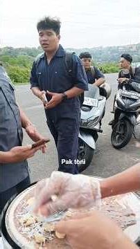 Some boys are waiting to make chocolate banana milk cheese topping crepe #livecookingshow #cooking