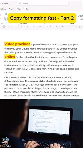 Copy formatting to multiple words with one trick! Double-click Format Painter. #word #formatpainter