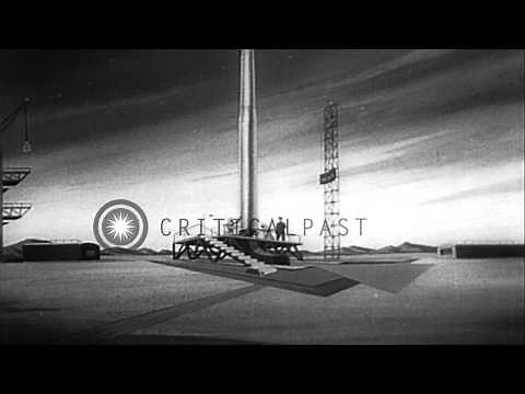 Animation shows the launch of Soviet satellite Sputnik 1. HD Stock Footage