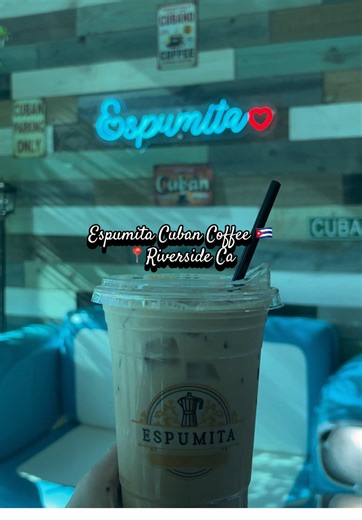 Finally got to try Espumita! A Cuban coffee shop in Riverside 🇨🇺☕️ cafe con leche 10/10 🙂‍↔️ must try if you like a strong coffee #riverside #cuban #coffee #coffeeshop #fyp @Espumitariverside