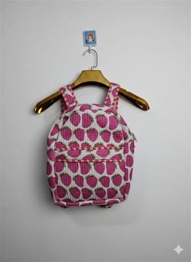 Strawberry Print Quilted Kids Backpack – Cute Pink Cotton School Bag – Handmade Toddler Mini Backpack – Gift for Girl - Etsy