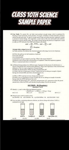 Class 10 Science Sample Paper 2026 🔥 | CBSE Board Most Important Questions #cbse2026 #science #yt