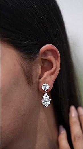 Lab Diamond Drop Earrings ✨ 14.00 TCW Sparkle | White Gold Luxury Look #glamlook #earrings