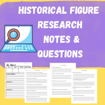 Historical Figure Research Notes | Biography Graphic Organizer | Social Studies