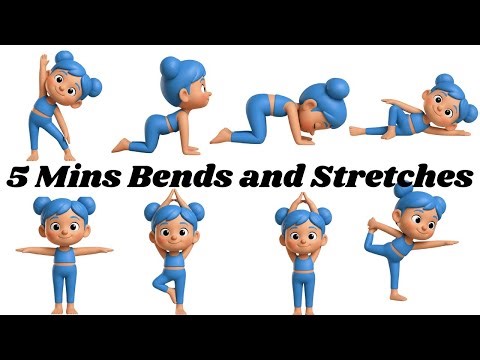 5 Mins Bends and Stretches for Kids & Teens | Easy Stretching Yoga | Yoga By Lilly