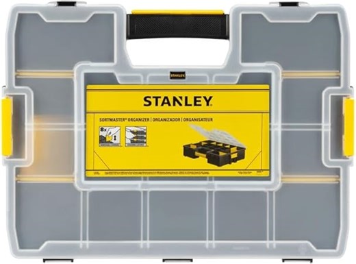 STANLEY Werkzeug-Organizer Sortmaster Sortimentskasten für Aufbewahrung - Sortierbox Aufbewahrungsbox für Werkstatt (43.29 x 9.2 x 33.0 cm, Innenteiler anpassbar, Deckel verriegelbar) 1-94-745