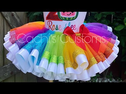 How To Make A Rainbow Ribbon Tutu - Tutu Subtitulado En Espanol - Como acer un TUTU De Liston