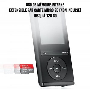 WE Lecteur MP4 8 Go - Audio & Vidéo, Radio FM, Bluetooth 4.0, Podomètre   Écouteurs (Noir)