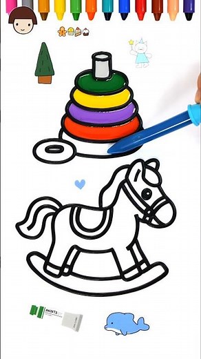 Paint and Learn Colors! Learn Coloring of Rocking horse toy With Jelly #kidsdrawing