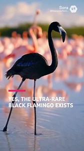 One of the rarest birds on Earth… and one of the most stunning. 🦩🖤🌍 | The Popular Flamingo