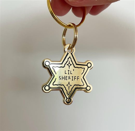 Lil' Sheriff Enamel Pet Tag: Engraved Dog Cat ID - Etsy