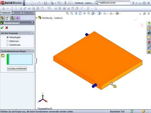 SolidWorks Kombinieren mehrerer Korper SolidProfessor