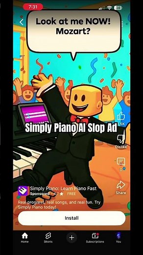 Simply piano using AI for their ads
