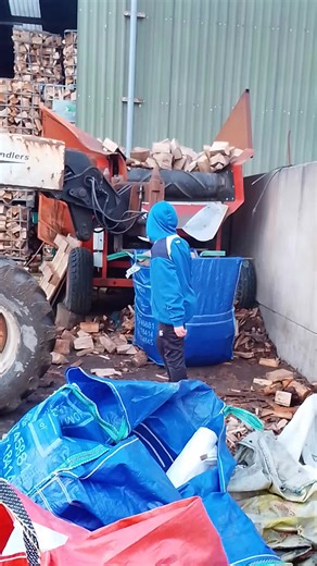 It's Sunday afternoon and it's not raining. That means the boys are busy bagging logs again 😀 | West Wales Firewood