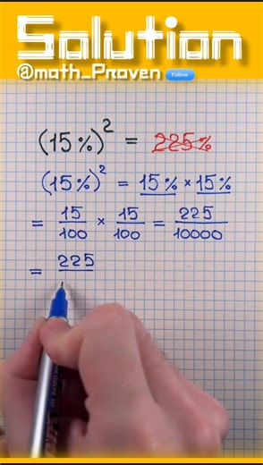 How to Square Percentages in Seconds | Easy Math Trick (15%)² Explained! #math#mathtricks#education