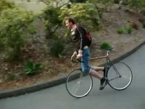 Fixie trick: Long downhill skid on Mercier fixed bicycle