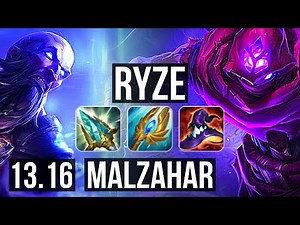 RYZE vs MALZ (MID) | 1900+ games, 1.2M mastery, 8/3/12 | EUW Master | 13.16