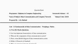 Unit - I Question Bank - Data Comments & Comp N/W - Free PDF Download 2026
