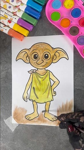 Satisfying Watercolor Painting of Dobby from Harry Potter Fan-Inspired| Relaxing Art Short 🎨✨