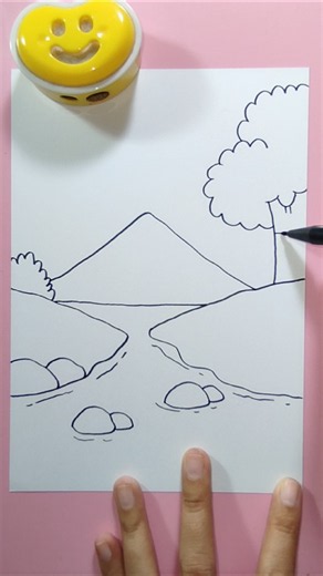 Menggambar pemandangan gunung #art #drawing #menggambar #drawingtutorial