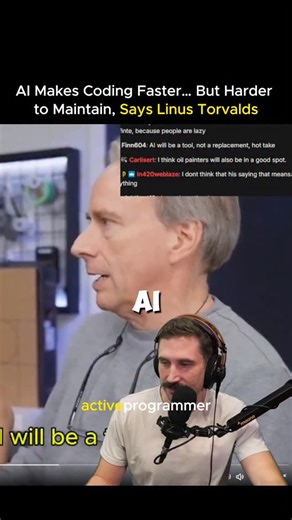 Technology |Business |AI on Instagram: "🤖💻 AI will make developers more productive — but there’s a hidden cost. Linux creator Linus Torvald recently shared a powerful take on AI coding: AI tools are great for getting people into programming and accelerating the process. However, when it comes to long-term code maintenance, he believes AI-driven “vibe coding” can become a significant issue. @theprimeagen reacted with a real story that proves the point 👇 A team was forced to move fast and rely 