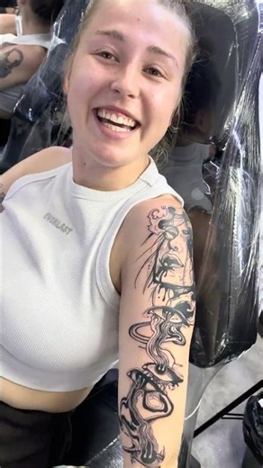 Dark Surrealism Blackwork Sleeve Tattoo