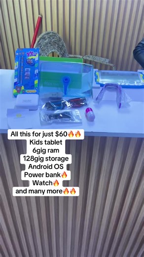 🔥🔥 MEGA KIDS DEAL – ONLY $60! 🔥🔥 Get the ultimate kids bundle packed with value, fun, and learning! 🎁 ✅ Kids Tablet \t•\t6GB RAM ⚡ \t•\t128GB Storage 💾 \t•\tAndroid OS 🤖 🎁 BONUS ITEMS INCLUDED: ✔ Power Bank 🔋 ✔ Kids Smart Watch ⌚ ✔ Protective Tablet Case 🛡️ ✔ Tablet Stand 📱 ✔ Sunglasses 😎 ✔ Stationery Set (pens, learning tools) ✏️ ✔ Charging Cables 🔌 ✔ Mini Storage Container 🧴 ✔ User Manual 📄 ✔ PLUS MORE EXTRA ACCESSORIES! 🎉 💥 All this for ONLY $60! 💥 Perfect gift for kids – le
