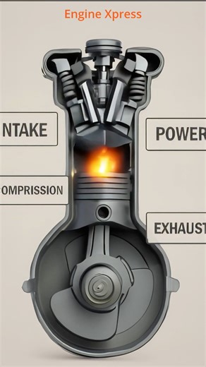 4-stoke engine working animation 👩🏻‍🔧 #engine #4strokeengine #fblifestyle #mechanic #automobile #reels #viralreelsシ #fbreels #trend | Engine Xpress