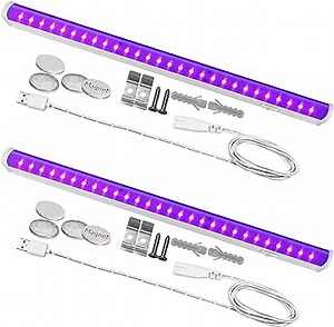 TITO 2 Pack 10W 1ft USB UV Led Black Light Bar, Magnet Mounted Black Light Strip Tube, Blacklight Strip Lights Bar Glow in The Dark Black Lights for Glow Party Bedroom Decor Poster Halloween Christmas