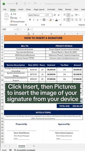 How to Insert Signature into Excel ✍️