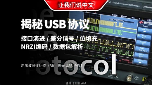 【硬核极客】从电平信号到十六进制：全程演示破译 USB 数据包实况！| 接口演进 / 差分信号 / 位填充 / NRZI编码 / 数据包解析