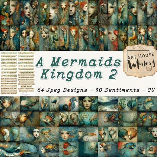 A Mermaids Kingdom 2: Mermaid Collage Papers. Ethereal Ocean Art, Junk Journal (digital Download) - Etsy