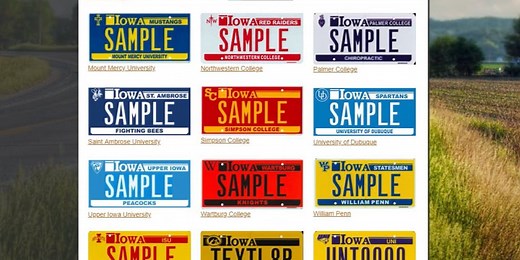 Most popular specialty license plates in Iowa