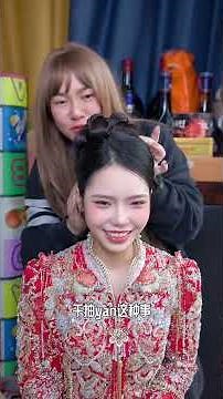 Chinese bride smoking while putting on makeup