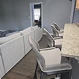 PURPLE LEAF Patio Counter Height Bar Stools 24" H Set of 4 Modern Rattan Bar Chairs Aluminum Stool Outdoor Wicker Barstools with Back and Taupe Cushion for Garden Kitchen Island