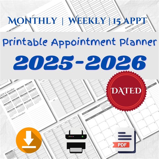 2025-2026 Printable Appointment Book | Digital Download Monthly and Weekly Planner for Nail, Salon & Hair Style - 15 Minute Intervals - Etsy