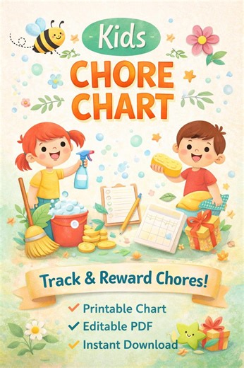 Kids Chore Chart Printable | Weekly Reward System (PDF Download) - Etsy