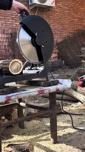Precision Log Cutting Using a Stationary Circular Saw for Perfect Wooden Slices