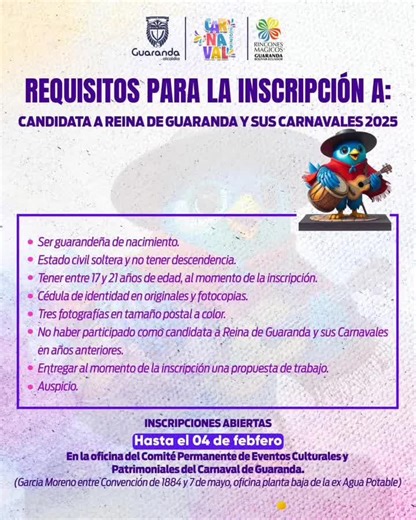 Reina de Guaranda 2025: ¡Inscripciones abiertas hasta febrero!