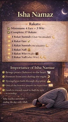 Isha Namaz 🌙 | 17 Rakats Explained | Importance of Isha Prayer
